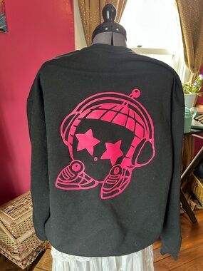 Jerzees Black Sweatshirt with Hot Pink Graphic Back
